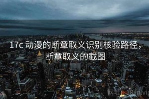 17c 动漫的断章取义识别核验路径，断章取义的截图